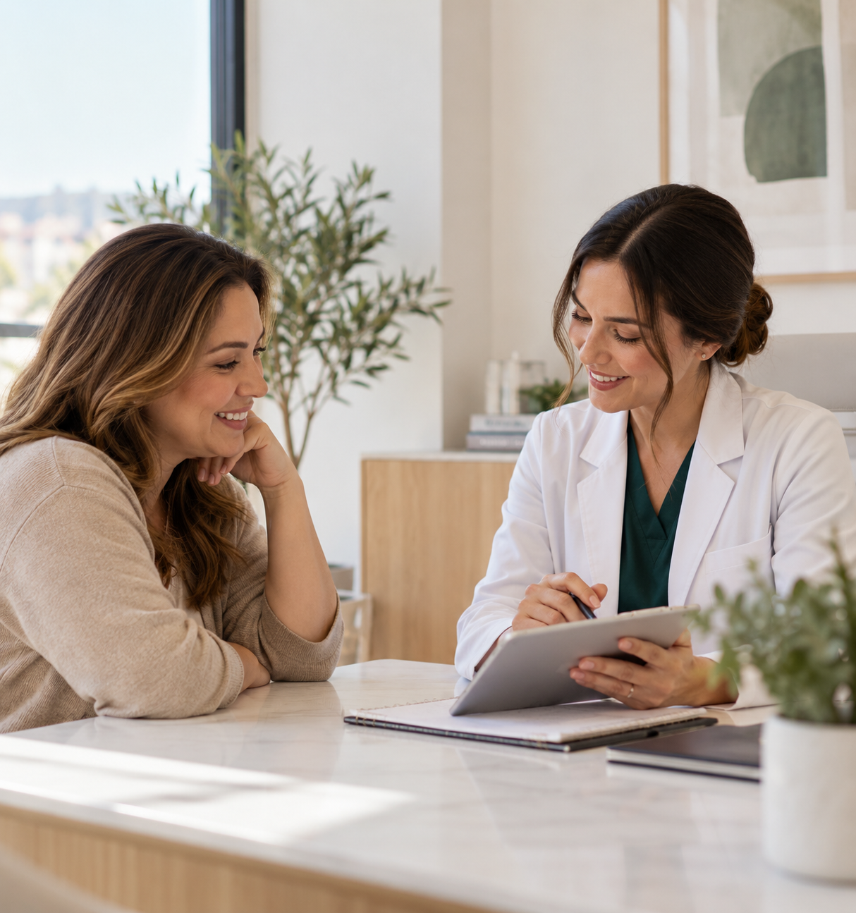Paciente conversando con una profesional de MetaSana durante una consulta